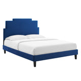 Lindsey Performance Velvet Queen Platform Bed Navy MOD-6705-NAV