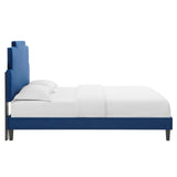 Lindsey Performance Velvet Queen Platform Bed Navy MOD-6705-NAV