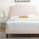 Lindsey Performance Velvet Queen Platform Bed Pink MOD-6705-PNK