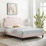 Lindsey Performance Velvet Queen Platform Bed Pink MOD-6705-PNK