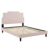 Lindsey Performance Velvet Queen Platform Bed Pink MOD-6705-PNK