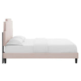 Lindsey Performance Velvet Queen Platform Bed Pink MOD-6705-PNK