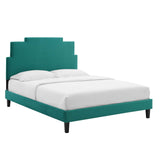 Lindsey Performance Velvet Queen Platform Bed Teal MOD-6705-TEA