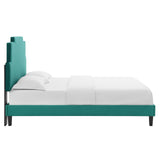 Lindsey Performance Velvet Queen Platform Bed Teal MOD-6705-TEA