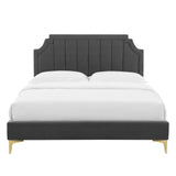 Modway Furniture Sienna Performance Velvet Queen Platform Bed MOD-6712-CHA
