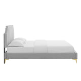 Modway Furniture Sienna Performance Velvet Queen Platform Bed MOD-6712-LGR