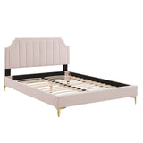 Modway Furniture Sienna Performance Velvet Queen Platform Bed MOD-6712-PNK