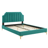 Modway Furniture Sienna Performance Velvet Queen Platform Bed MOD-6712-TEA