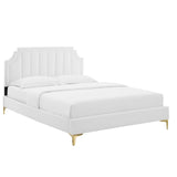 Modway Furniture Sienna Performance Velvet Queen Platform Bed MOD-6712-WHI
