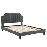 Modway Furniture Sienna Performance Velvet Queen Platform Bed MOD-6714-CHA