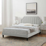 Modway Furniture Sienna Performance Velvet Queen Platform Bed MOD-6714-LGR