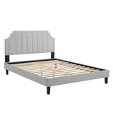 Modway Furniture Sienna Performance Velvet Queen Platform Bed MOD-6714-LGR