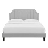 Modway Furniture Sienna Performance Velvet Queen Platform Bed MOD-6714-LGR