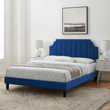 Modway Furniture Sienna Performance Velvet Queen Platform Bed MOD-6714-NAV