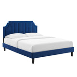 Modway Furniture Sienna Performance Velvet Queen Platform Bed MOD-6714-NAV