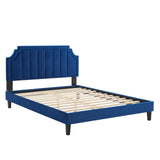 Modway Furniture Sienna Performance Velvet Queen Platform Bed MOD-6714-NAV