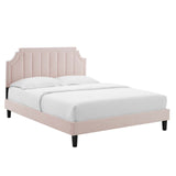 Modway Furniture Sienna Performance Velvet Queen Platform Bed MOD-6714-PNK