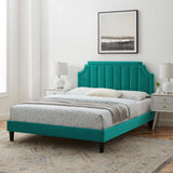 Modway Furniture Sienna Performance Velvet Queen Platform Bed MOD-6714-TEA