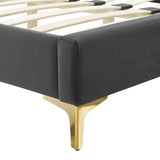 Modway Furniture Current Performance Velvet Twin Platform Bed XRXT Charcoal MOD-6727-CHA