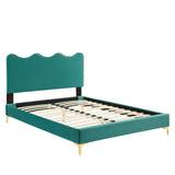 Modway Furniture Current Performance Velvet Twin Platform Bed XRXT Teal MOD-6727-TEA
