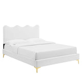 Modway Furniture Current Performance Velvet Twin Platform Bed XRXT White MOD-6727-WHI