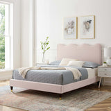 Modway Furniture Current Performance Velvet Twin Platform Bed XRXT Pink MOD-6728-PNK