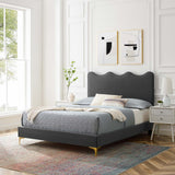 Modway Furniture Current Performance Velvet Full Platform Bed XRXT Charcoal MOD-6730-CHA