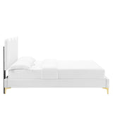 Modway Furniture Current Performance Velvet Full Platform Bed XRXT White MOD-6730-WHI