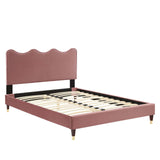 Modway Furniture Current Performance Velvet Full Platform Bed XRXT Dusty Rose MOD-6731-DUS