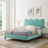 Modway Furniture Current Performance Velvet Full Platform Bed XRXT Mint MOD-6731-MIN