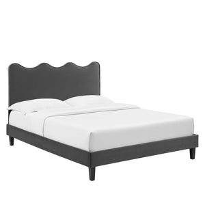 Modway Furniture Current Performance Velvet Full Platform Bed XRXT Charcaol MOD-6732-CHA