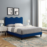 Modway Furniture Current Performance Velvet Full Platform Bed XRXT Navy MOD-6732-NAV