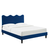 Modway Furniture Current Performance Velvet Full Platform Bed XRXT Navy MOD-6732-NAV