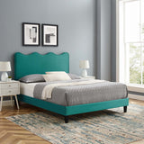 Modway Furniture Current Performance Velvet Full Platform Bed XRXT Teal MOD-6732-TEA