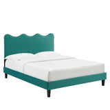 Modway Furniture Current Performance Velvet Full Platform Bed XRXT Teal MOD-6732-TEA