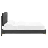 Modway Furniture Current Performance Velvet Queen Platform Bed XRXT Charcoal MOD-6733-CHA