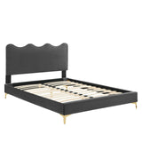 Modway Furniture Current Performance Velvet Queen Platform Bed XRXT Charcoal MOD-6733-CHA