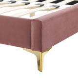 Modway Furniture Current Performance Velvet Queen Platform Bed XRXT Dusty Rose MOD-6733-DUS