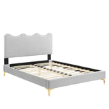 Modway Furniture Current Performance Velvet Queen Platform Bed XRXT Light Gray MOD-6733-LGR