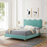 Modway Furniture Current Performance Velvet Queen Platform Bed XRXT Mint MOD-6733-MIN