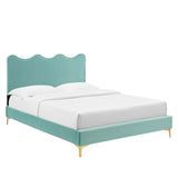 Modway Furniture Current Performance Velvet Queen Platform Bed XRXT Mint MOD-6733-MIN