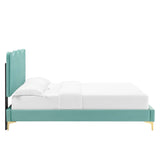 Modway Furniture Current Performance Velvet Queen Platform Bed XRXT Mint MOD-6733-MIN