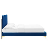 Modway Furniture Current Performance Velvet Queen Platform Bed XRXT Navy MOD-6733-NAV