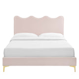 Modway Furniture Current Performance Velvet Queen Platform Bed XRXT Pink MOD-6733-PNK