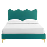 Modway Furniture Current Performance Velvet Queen Platform Bed XRXT Teal MOD-6733-TEA