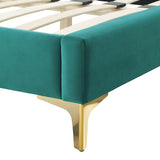 Modway Furniture Current Performance Velvet Queen Platform Bed XRXT Teal MOD-6733-TEA