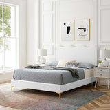 Modway Furniture Current Performance Velvet Queen Platform Bed XRXT White MOD-6733-WHI