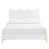 Modway Furniture Current Performance Velvet Queen Platform Bed XRXT White MOD-6733-WHI