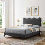 Modway Furniture Current Performance Velvet Queen Platform Bed XRXT Charcoal MOD-6734-CHA