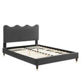 Modway Furniture Current Performance Velvet Queen Platform Bed XRXT Charcoal MOD-6734-CHA